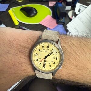 Berny Beige  Dial Mecca Quartz Field Watch